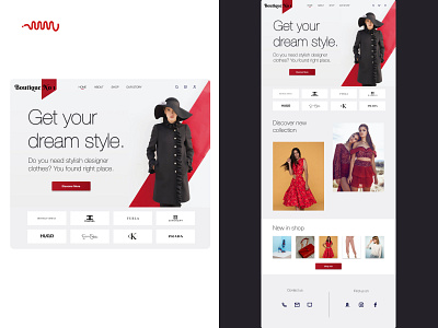 Landing page for "Boutique No1" design ui ux