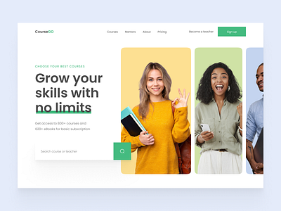 CourseGo - Online Course Landing Page course ecourse education elearning landing page online online course remote study ui web web design