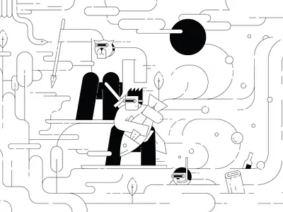 Dive Into The Misty Forest art artwork design illustration line art minimalism nft the flat guys vector