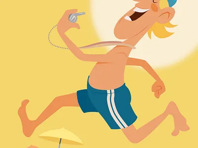 Lifeguard on duty affinity designer cartoon character illustration vector