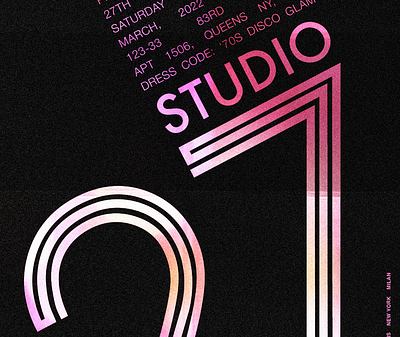 Studio 27 disco invitation invite typeface vintage visual design