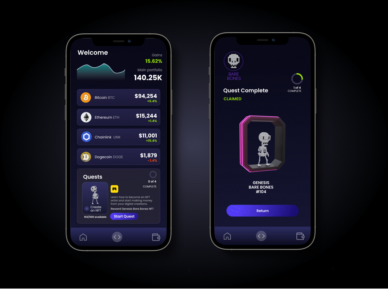 Bare Bones Crypto Portfolio 3d animation motion graphics ui