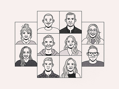 Brand studio - team portraits 2022 character coworkers grid illo illustration people portrait team team portraits teammates vector