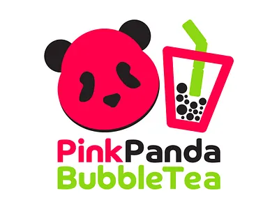 Pink Panda Bubble Tea design graphic design illustration logo vector