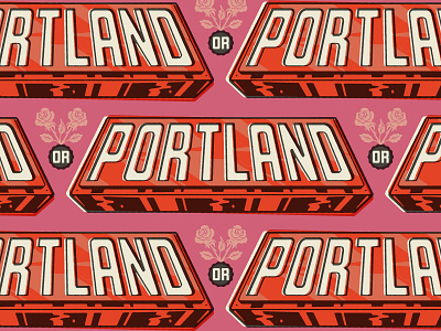 Portland Pattern II custom type illustration lettering misregistration overprint pdx portland retro roses sans serif texture type typography vintage