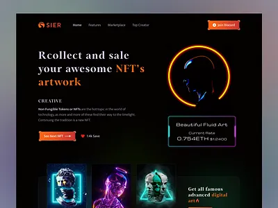 NFT Landing page Header Exploration art crypto landing page cryptocurrency digital art digital asset dribbbble best short ethereum header landing page landing page design nft art nft landing page nft marketplace nft ui nftmarketplace product design uiux website design