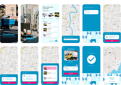 Dashbox - Ranting box truck for moving purpose app design design ios app design iphone13pro iphone13promax mobile app design mobileui product design rentingapp ui uidesign uiux ux research