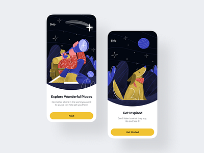 Trip Illustration android animal app illustration design discover discovery dog explore friends illustration ios jorney mvp onboarding ronas it trip ui ux