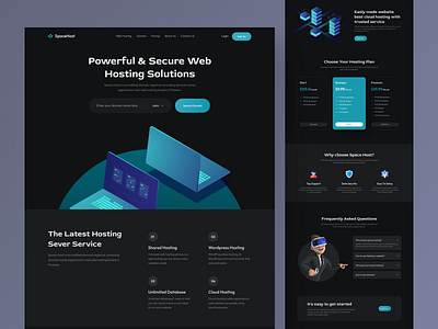 Web Hosting & Domain Services Landing Page clean cloud cloud hosting database domain host hosting landing page landingpage minimal pricing service sever shared hosting ui web design web host web ui website wordpress hosting