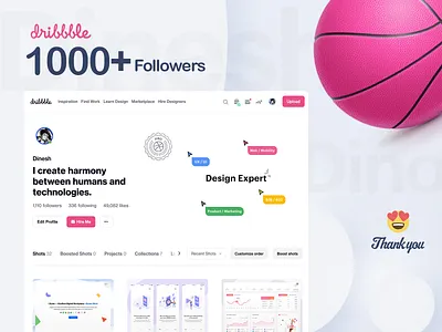 1000 Followers - Milestone 1000 followers 10k followers 1k followers branding dashboard dribbble followers landing page marketing coll marketing collateral marketing design mobile apps ui design ui ux ux design ux ui visual design web website wireframes