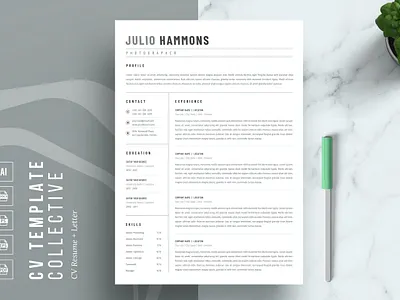 ATS Resume Template | CV 2 page resume branding cover letter cover letter template creative cv creative resume curriculum vitae cv cv resume cv template cv word design illustration job resume modern resume modern resume template professional resume resume for mac resume template simple resume