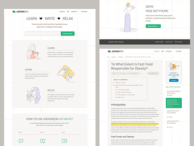Assignzen blog clear content page education essay illustration main page minimalism print design sample service site template typogaphy ui ux
