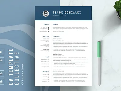 CV Template with Photo 2 page resume cover letter cover letter template creative cv creative resume curriculum vitae cv cv resume cv template cv word design illustration job resume logo modern resume modern resume template professional resume resume for mac resume template simple resume