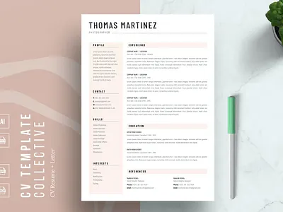 Professional Resume Template | CV for Word 2 page resume branding cover letter cover letter template creative cv creative resume curriculum vitae cv cv resume cv template cv word design illustration job resume logo modern resume modern resume template ui ux vector