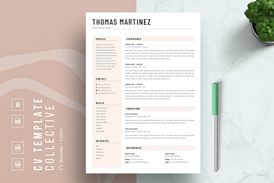 Professional Resume Template | CV for Word 2 page resume branding cover letter cover letter template creative cv creative resume curriculum vitae cv cv resume cv template cv word design illustration job resume logo modern resume modern resume template ui ux vector