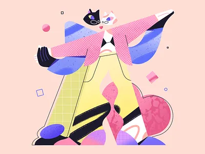 you & me⁣⁣ character dance date flat geometry hug illustration illustrator kiss love lover man minimal pattern procreate romance shape valentine vector woman