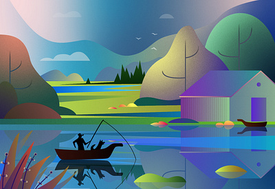 Skiff illustration vector