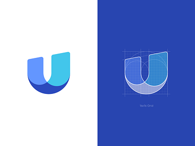 Letter U Logo Concept // For SALE blue shades logo branding crypto for sale grid icon identity layers letter logo logo design logotype mark multiply overlay sign u upward logo vector