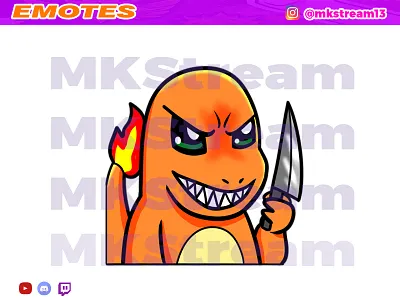 Twitch emotes pokemon charmander evil face knive animated emotes anime charmander design emotes evil face gulumanda hitokage hype illustration pokemon sub badge