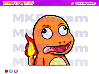 Twitch emotes pokemon charmander funny face animated emotes anime cute design emotes funny hitokage hype illustration pokemon silly face sub badge