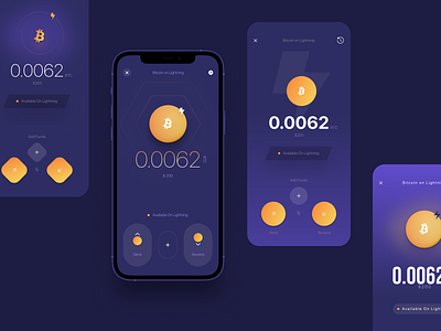 Bitcoin on Lightning network bitcoin clean dark design simple ui ux