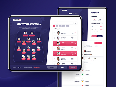 Fantasy 15 Website design fantasy figma football new popular socker statistic team ui ux webdesign