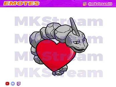 Twitch emotes pokemon onix love animated emotes anime design emotes hype illustration love onix pokemon sub badge