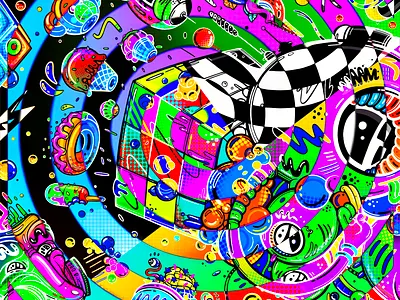 Spiral Rush 2d art cartoon character design illustration monster popart psychedelic space