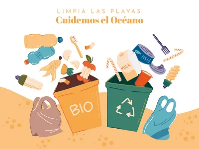 Clean the beaches, beach! beach clean ecology freepik illustration ocean recycle stock vector