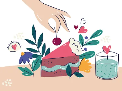 Treat yo'self cake freepik illustration love selflove stock treat valentines day vector