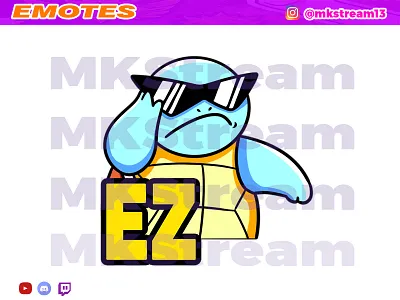 Twitch emotes pokemon squirtle cool ez animated emotes anime cute design emotes ez goku illustration pokemon squirtle sub badge