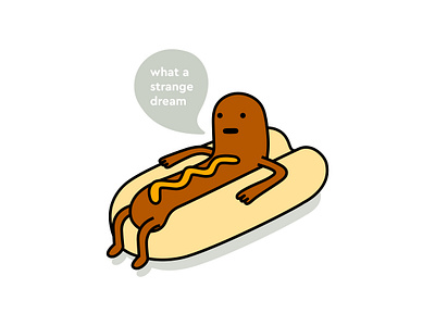 Strange dream branding bread cartoon character design dribbble fast food food hotdog illustration mascot mustard relaxation sausage
