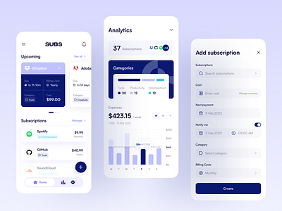 Bobby App Inspired - SUBS Design app branding concept concept design design digitalbank fintech illustration insure tech product design ui ux