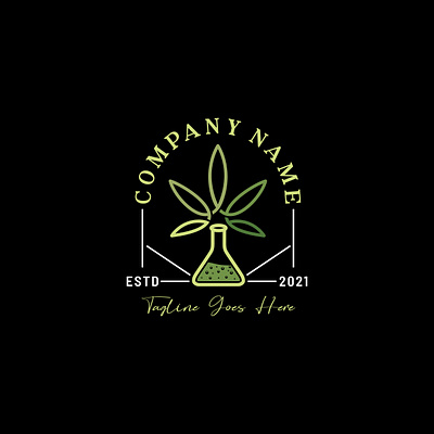 Marijuana Cannabis Leaf Hemp CBD Laboratory Glass Logo branding cannabis cbd clinic design drug hemp hospital icon laboratory leaf logo marijuana medice minimalist plant pot satvia thc vector