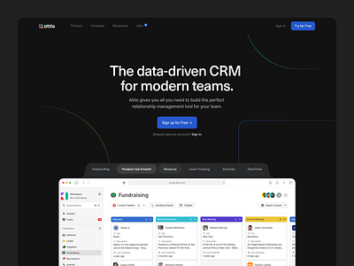 Homepage Hero attio branding crm dark dark mode fold hero homepage ui website