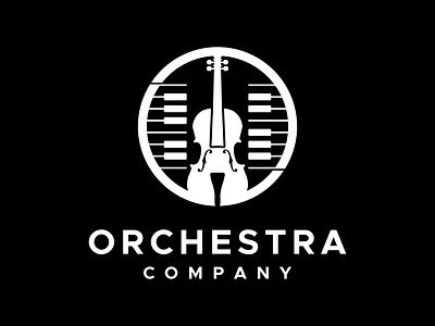 Violin And Piano Musical Instrument Logo For Ochestra Group audio bass cello design feddle guitar harmony icon jazz keyboard logo music musician opera orchestra party symphony vector viloin viola