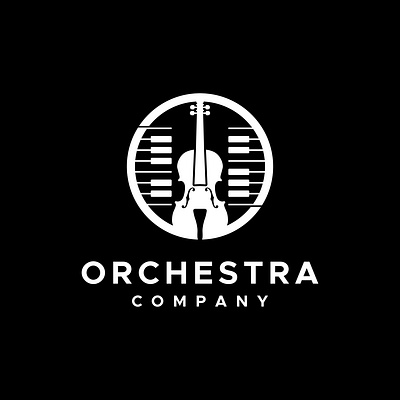 Violin And Piano Musical Instrument Logo For Ochestra Group audio bass cello design feddle guitar harmony icon jazz keyboard logo music musician opera orchestra party symphony vector viloin viola