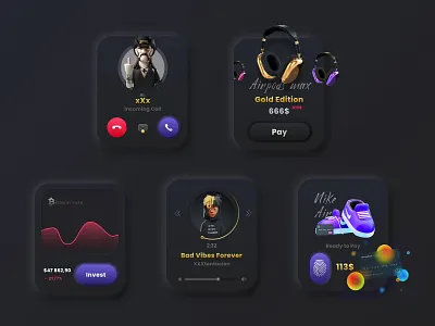 Smart Watch Interface 3d app branding character chart crypto dark design figma gradient icon illustration interface mobile nft smartwatch ui ux web web design