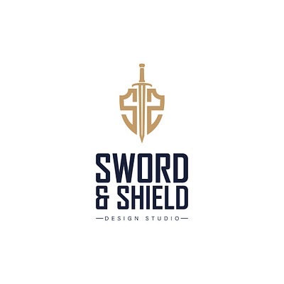 Sword and Shield Logo branding design icon logo typography vector