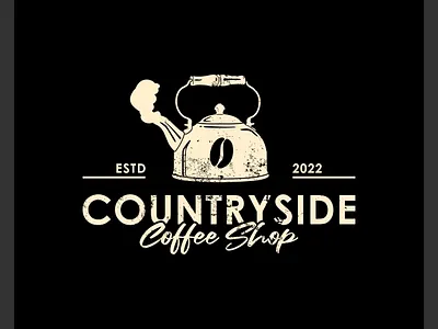 Vintage Kettle Boiler Cauldron With Coffee Bean Icon For Country bar beverage cafe cafeteria coffee design drink hot icon illustration kettle logo rustic tavern tea teapot vector vintage