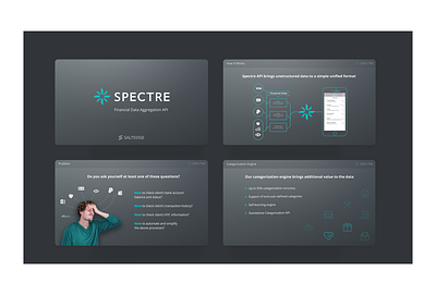 Spectre - Financial App Pitching Presentation api black corneeva dark financial fundraising presentation spectre startup