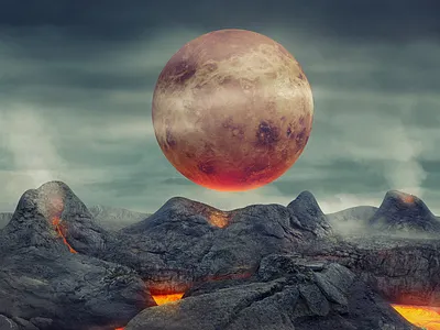 Venus 3d abstract art concept design fantastic illustration lava planet realism render sci fi solar space surrealism venus volcano