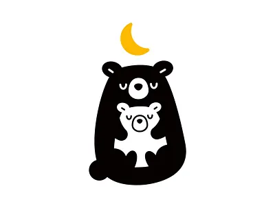 Sleeping Bears Logo Design animal baby bears branding cartoon character children creative cub cute flat graphic design illustration kids logo mascot minimal moon night sweet