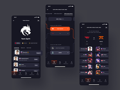 Cybersport App Concept app app design application concept cyber cybersport design game interface mobile mobile app mobile ui sport ui ui visual design ux