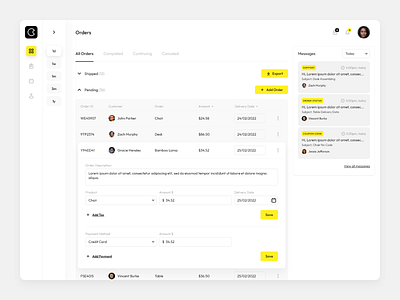 Order Management dashboard management order order status ui web yellow