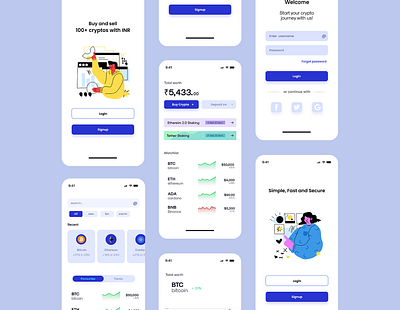 Crypto Mobile App UI branding clean crypto app design figma ui ui design