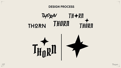 Thorn: The workflow for creating a logo. aesthetic art beautiful branding brandmark design free graphic design icon identity illustration inspiration logo logotype pro professional project typography unique vector