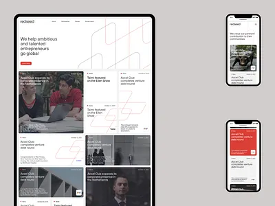 redseed blocks clean corporate finance grid investment news feed pattern red redis seed startup ui webflow