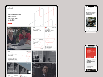 redseed blocks clean corporate finance grid investment news feed pattern red redis seed startup ui webflow