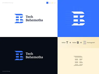 TechBehemoths - Logo Design / T+B Monogram agency blue branding companies graphic design it letter logo logo mark logotype monogram